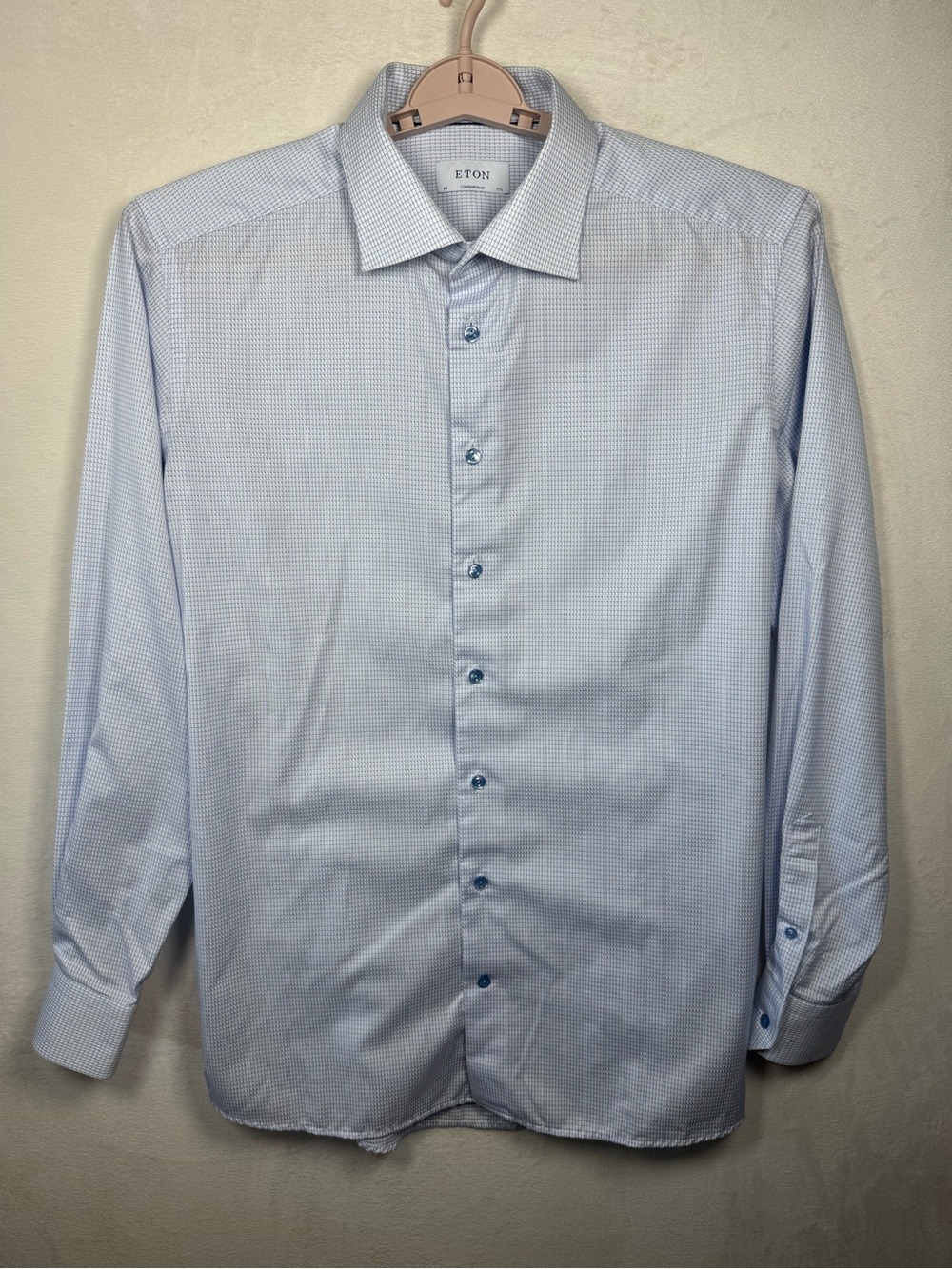 Eton men’s Light Blue Micro-Pattern Dress Shirt 17.5